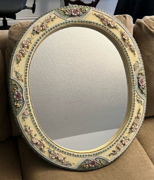 Ornate Round Mirror, with Floral Details
