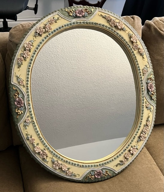 Ornate Round Mirror, with Floral Details