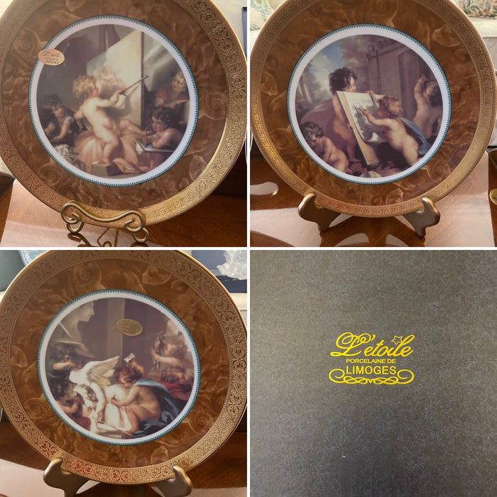 3 L'etoile Porcelain de Limoges France Plates