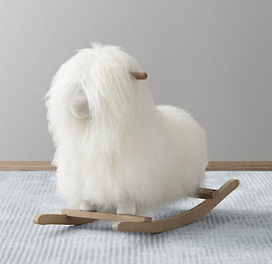 *BRAND NEW Restoration Hardware MONGOLIAN WOOL ANIMAL ROCKER - LAMB NATURAL (*Retail value $775)