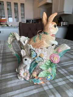 Fitz & Floyd Woodland Spring Bunny/Deer Teapot and Lid